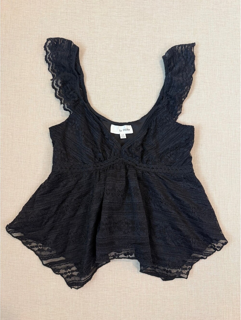 La Pêche Y2K Black Lace Babydoll Coquette Womens Size XS